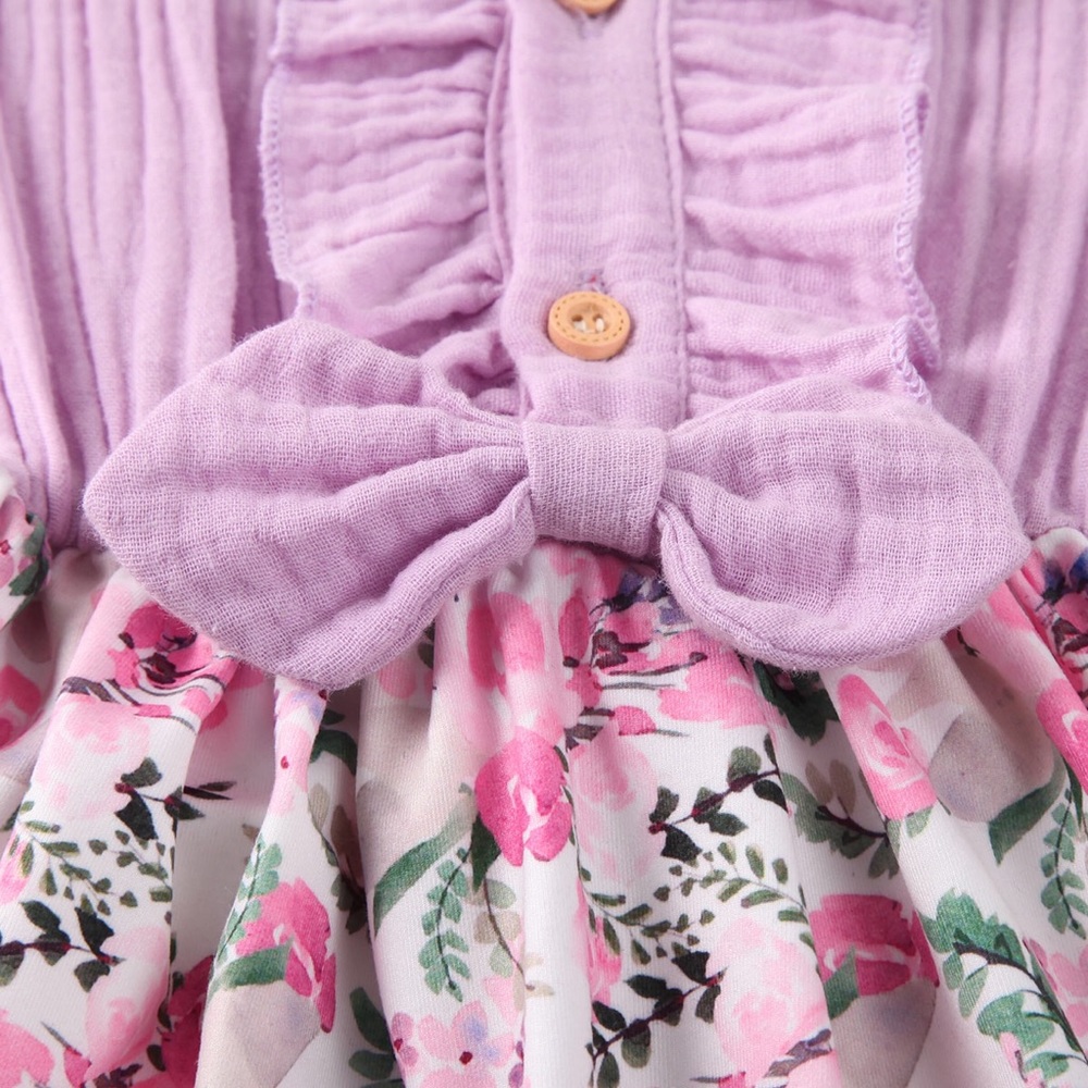 Toddler Girl Boutique Floral Bow Spring Dress - Picture 5 of 6